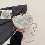 Heart Pearl Evening Bag – Luxury Women's Party Handbag N438 - Image 3