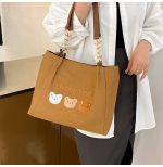 Cute Bear Print Canvas Tote Bag for Women – Casual Shoulder & Handbag - Image 2