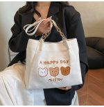 Cute Bear Print Canvas Tote Bag for Women – Casual Shoulder & Handbag - Image 3