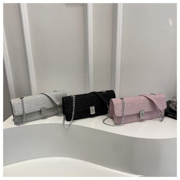 Versatile Metal Buckle Square Shiny Handbag ASC396