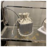Luxury Crossbody Bucket Bag Texture Pearl Chain Messenger Box Bag ASC389 - Image 2