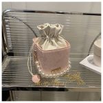 Luxury Crossbody Bucket Bag Texture Pearl Chain Messenger Box Bag ASC389 - Image 4