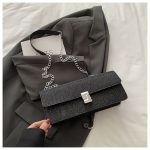 Versatile Metal Buckle Square Shiny Handbag ASC396 - Image 2