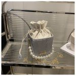 Luxury Crossbody Bucket Bag Texture Pearl Chain Messenger Box Bag ASC389 - Image 2