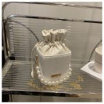 Luxury Crossbody Bucket Bag Texture Pearl Chain Messenger Box Bag ASC389 - Image 3