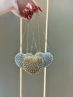 Luxury Mini Diamond Inlay Heart Shape Crystal Clutch Purse Stones Evening Wedding Party Shoulder Bags Handle Rhinestone Handbags N465