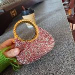 Mini Golden Pink Evening Bag – Luxury Designer Acrylic Clutch Purse N466 - Image 7