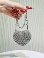 Luxury Mini Diamond Inlay Heart Shape Crystal Clutch Purse Stones Evening Wedding Party Shoulder Bags Handle Rhinestone Handbags N465 - Image 3