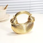 Mini Golden Acrylic Knot Evening Clutch Bag – Luxury Designer Party & Wedding Purse N446 - Image 2