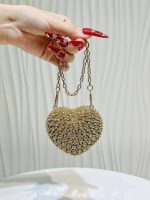 Luxury Mini Diamond Inlay Heart Shape Crystal Clutch Purse Stones Evening Wedding Party Shoulder Bags Handle Rhinestone Handbags N465 - Image 2