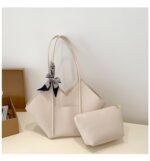 V-Shape Tote Bag for Women | Spacious PU Handbag with Scarf RM203 - Image 3