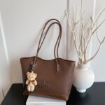 Large Tote Bag for Women | Spacious PU Handbag with Bear Charm RM204 - Image 2