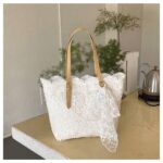 Lace Tote Bag for Women | Elegant PU Handbag with Scarf RM201