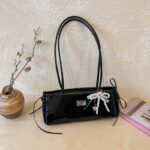 Small Shoulder Bag for Women | Lightweight PU Handbag with Bow Charm DD440 - Image 3