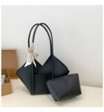 V-Shape Tote Bag for Women | Spacious PU Handbag with Scarf RM203 - Image 4